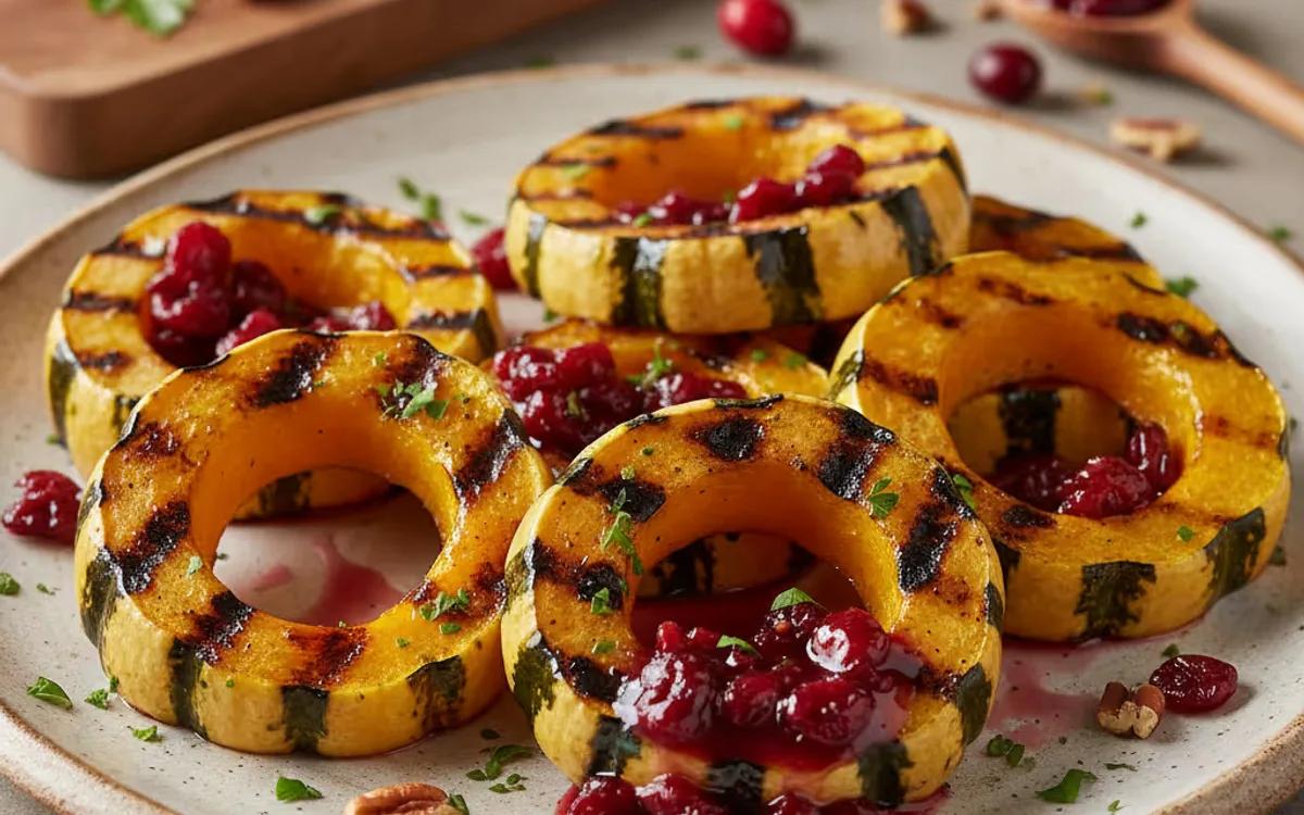 Grilled Delicata Squash with Warm Cranberry Dressing — American dinner recipe