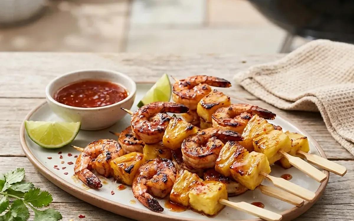 Grilled Pineapple Shrimp Skewers With Sweet Chili — american recipe