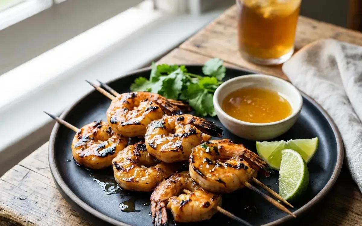 Grilled Shrimp Skewers with Honey Lime Glaze — american recipe