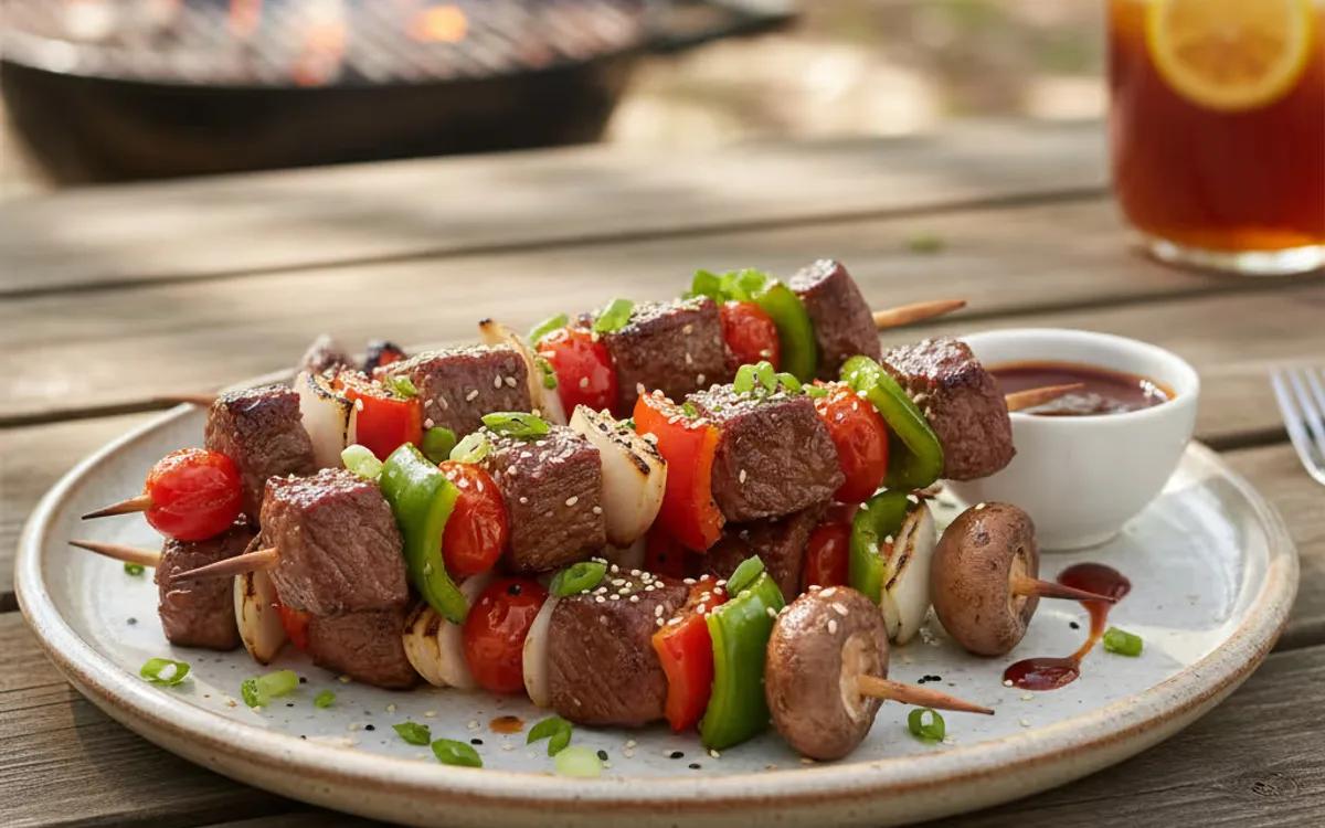 Grilled Teriyaki Sirloin Steak Kabobs — asian recipe