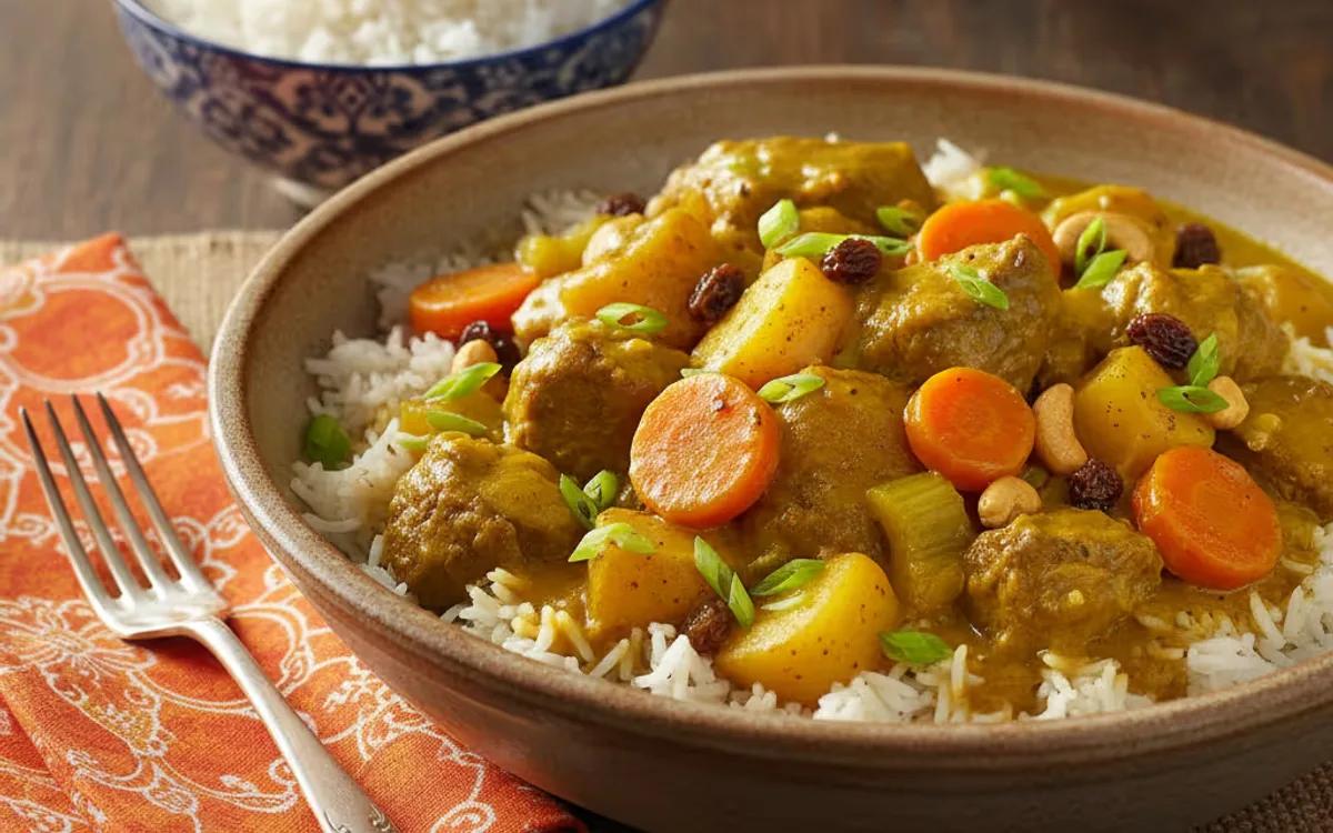 Mild Curried Beef with Winter Root Vegetables — American dinner recipe