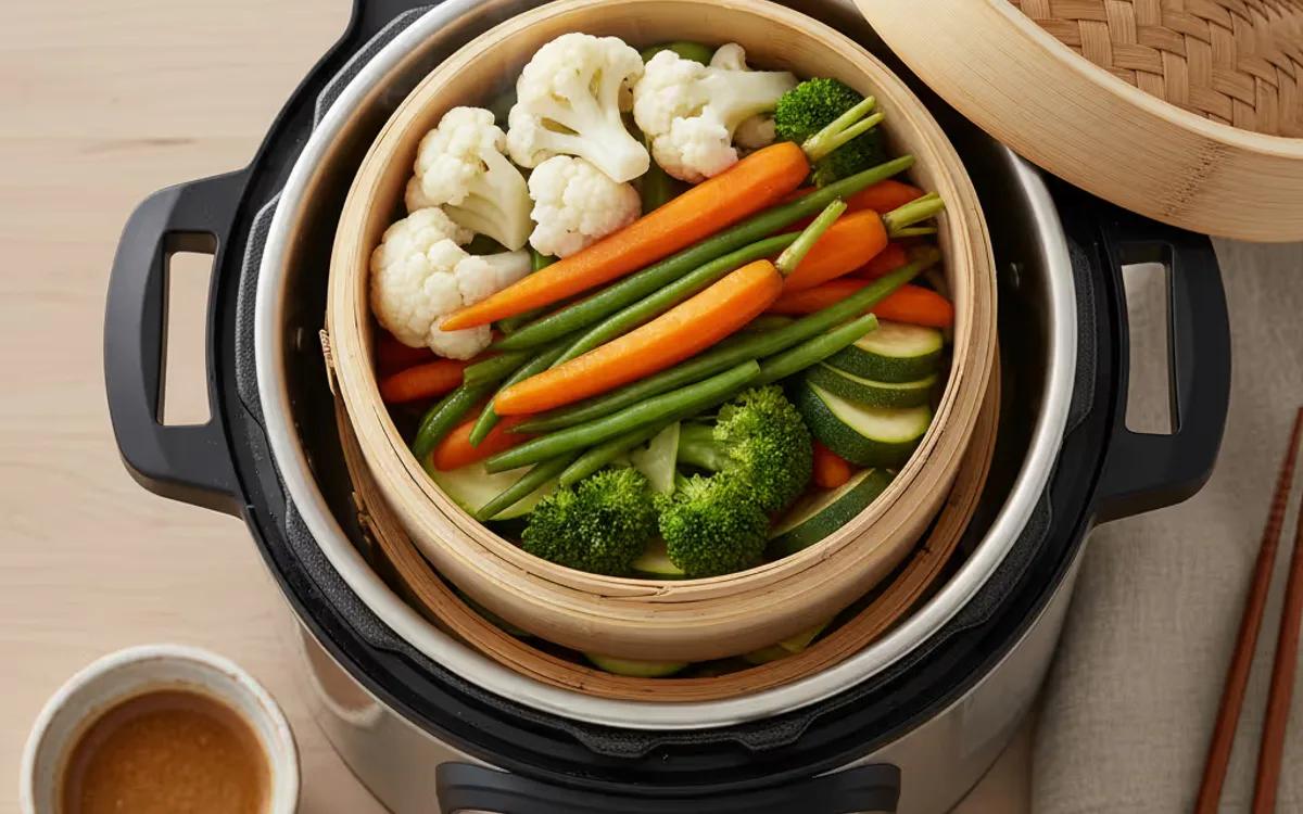 Perfect Instant Pot Steamed Vegetables with Bamboo Baskets — Asian dinner recipe