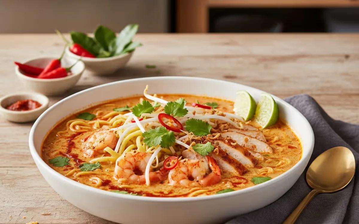 Quick Red Curry Soup with Shrimp and Chicken — American dinner recipe