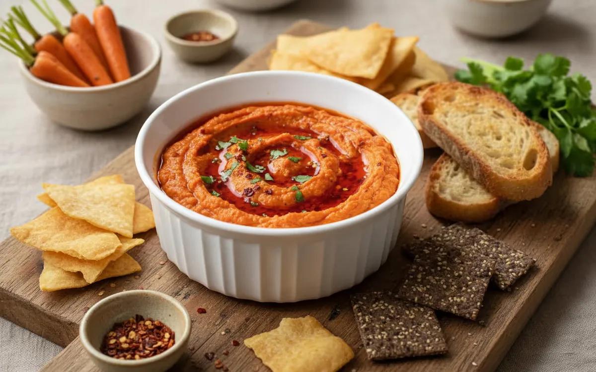 Roasted Carrot Dip with Spicy Chile Oil — American snacks recipe
