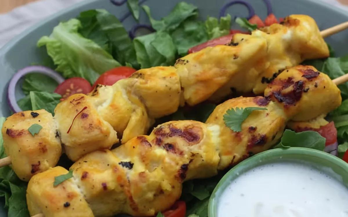 Saffron Chicken Kabobs with Onion Marinade — american recipe