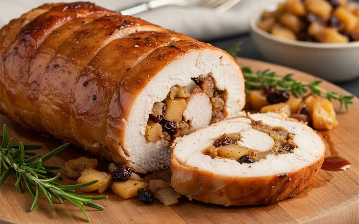 Turkey Breast Roulade with Apple and Raisin Stuffing — american recipe