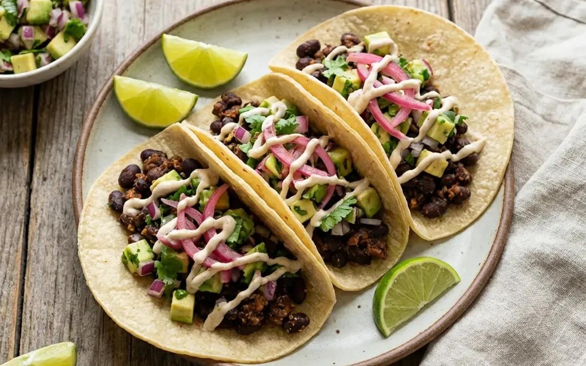 Vegan Black Bean Tacos With Avocado Salsa — american recipe